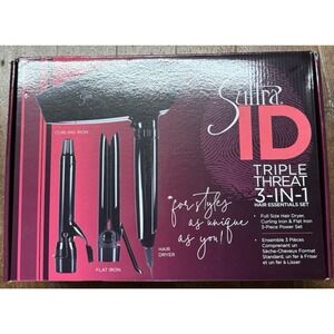 Sultra ID Triple Threat 3-IN-1 Hair Essentials Hair Dryer Flat Iron Curling Iron
